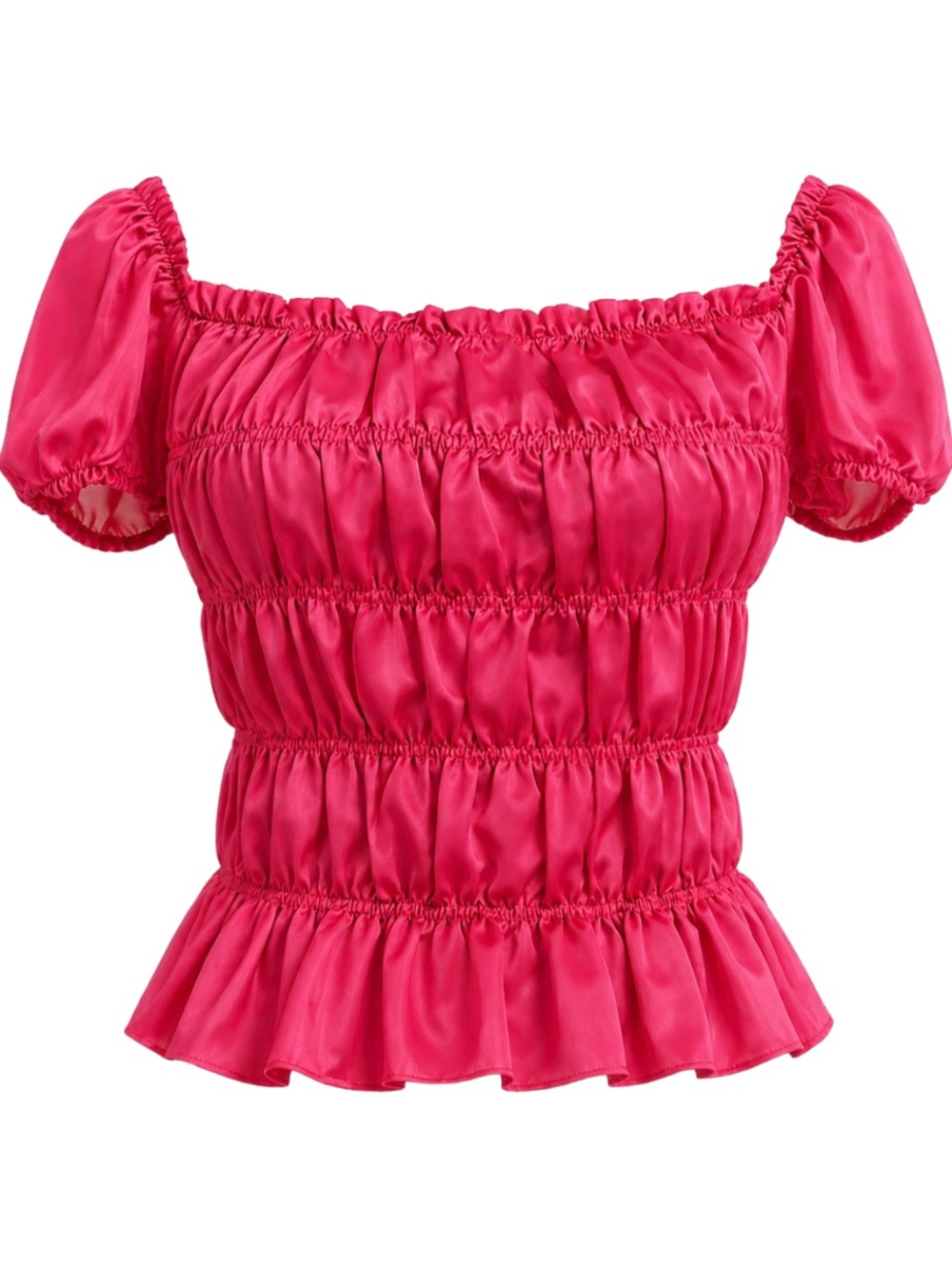 Choosy Hot Pink Smocked Off Shoulder Puff Sleeve Top XS NWT MSRP $60
